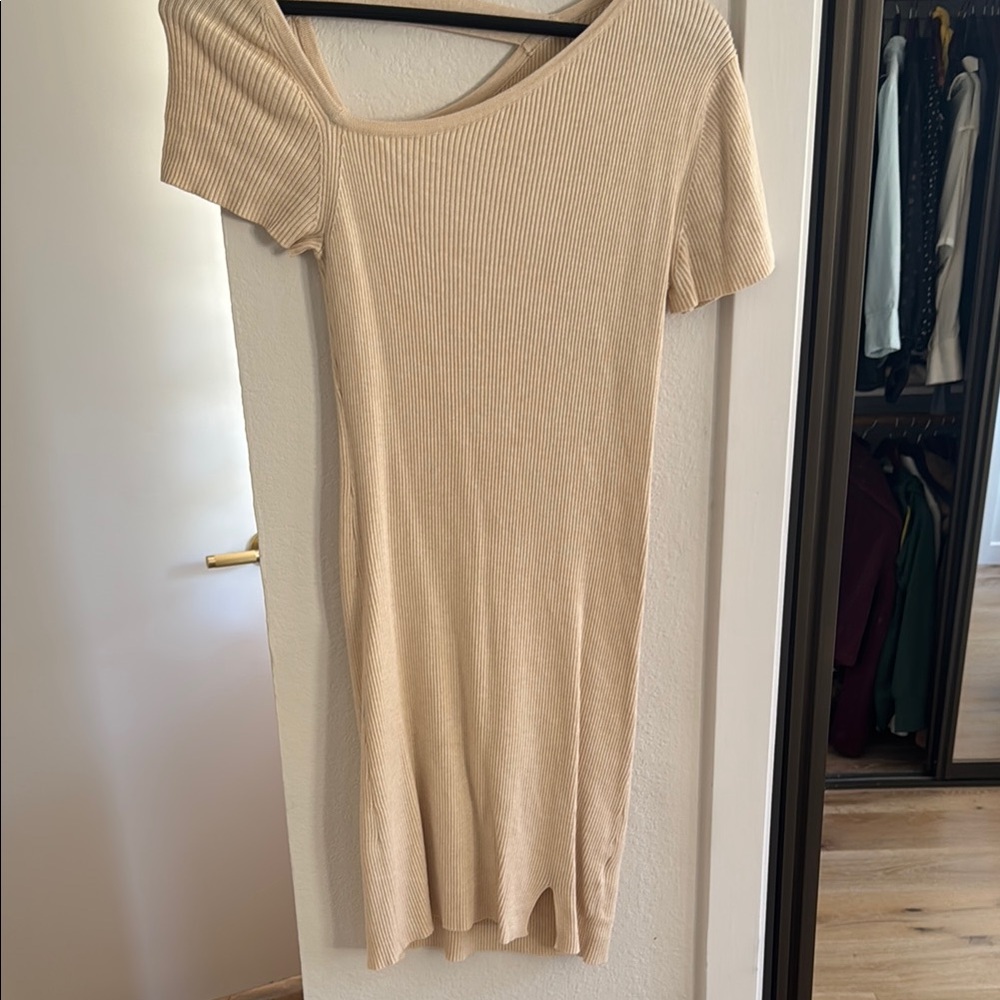 Elegant Tan Mini Dress